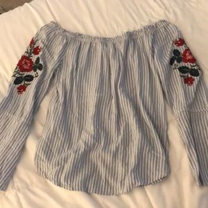 Striped off the shoulder top